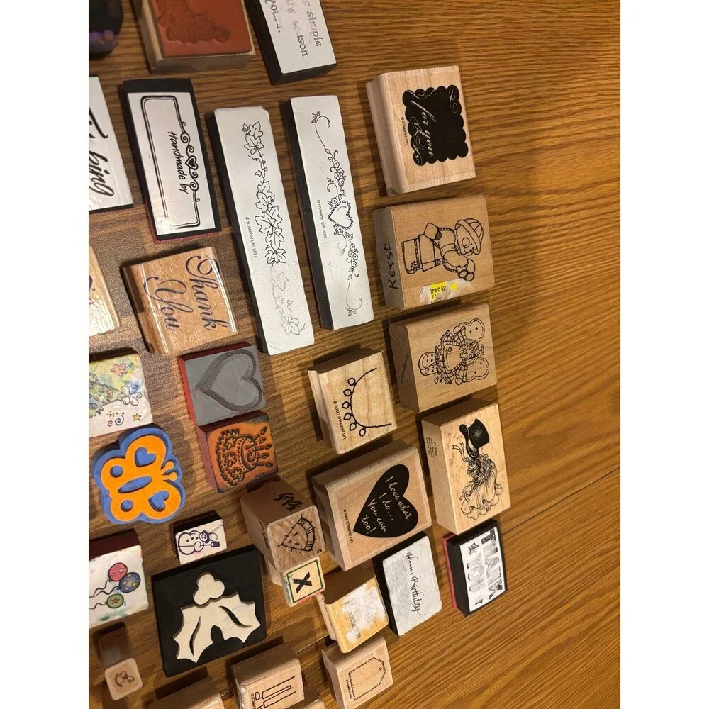 Rubber and wood mixed stamp lot vintage stampin’ up! And more Holiday floral
